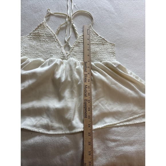American Eagle Smocked Babydoll Spaghetti Strap Top Ivory SzL - Picture 8 of 9